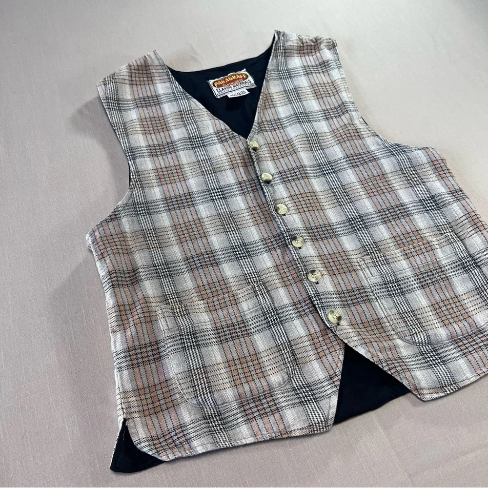 Paragraff Clothing Co Men’s Plaid Button Vest Size Small Vintage Heritage